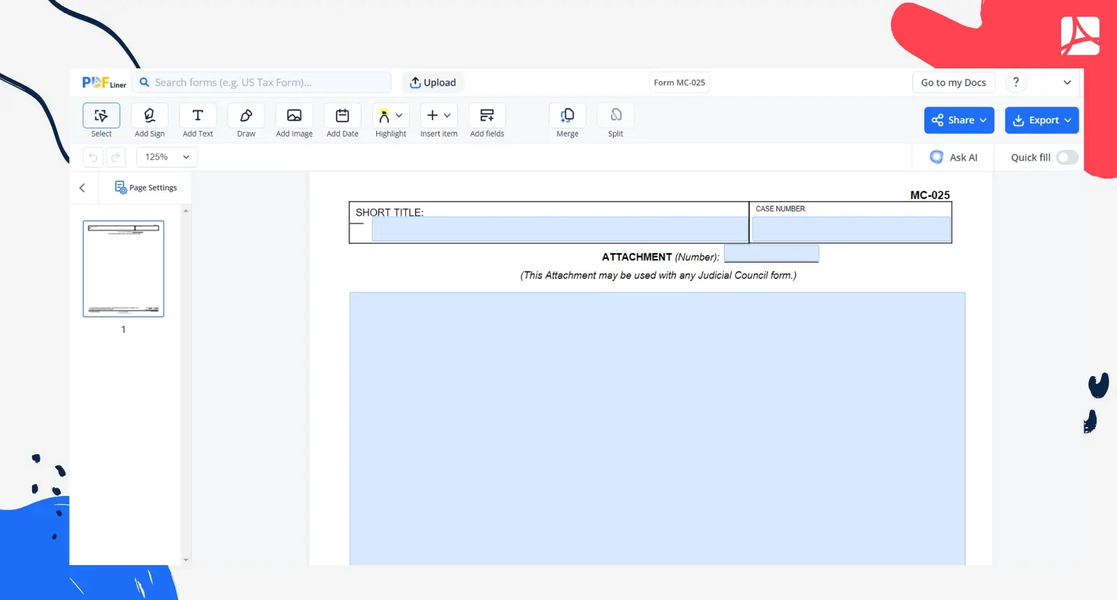 Form MC 025 Printable And Fillable Template PDFliner