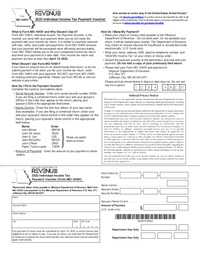 Form Mo 1040v Fill Out amp Sign Online DocHub