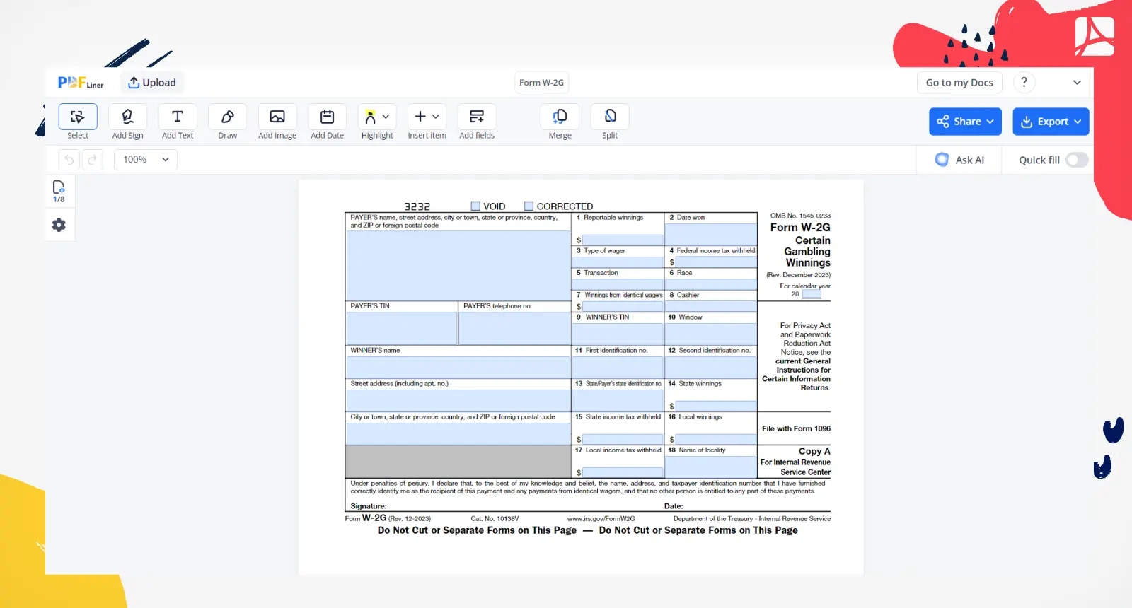 W2g Form 2022 Printable