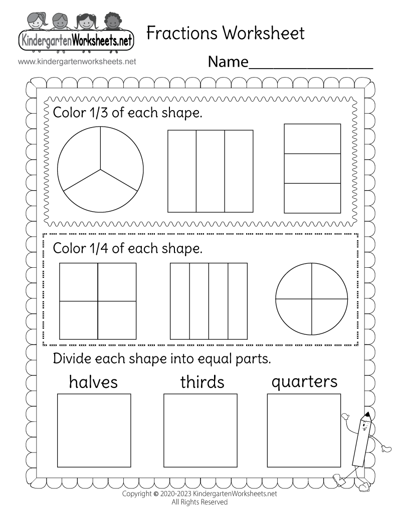 Basic Fractions Worksheets Printable Free