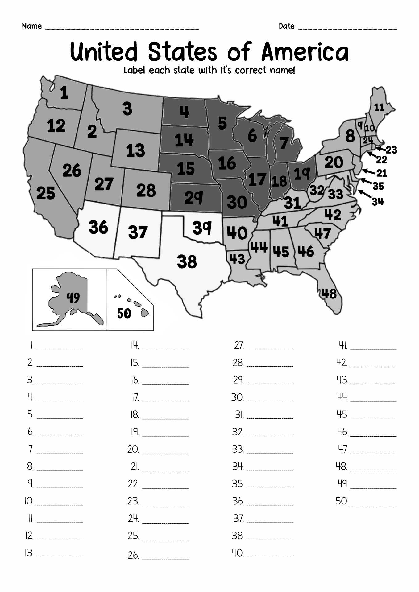 Free Printable 50 States Pdf