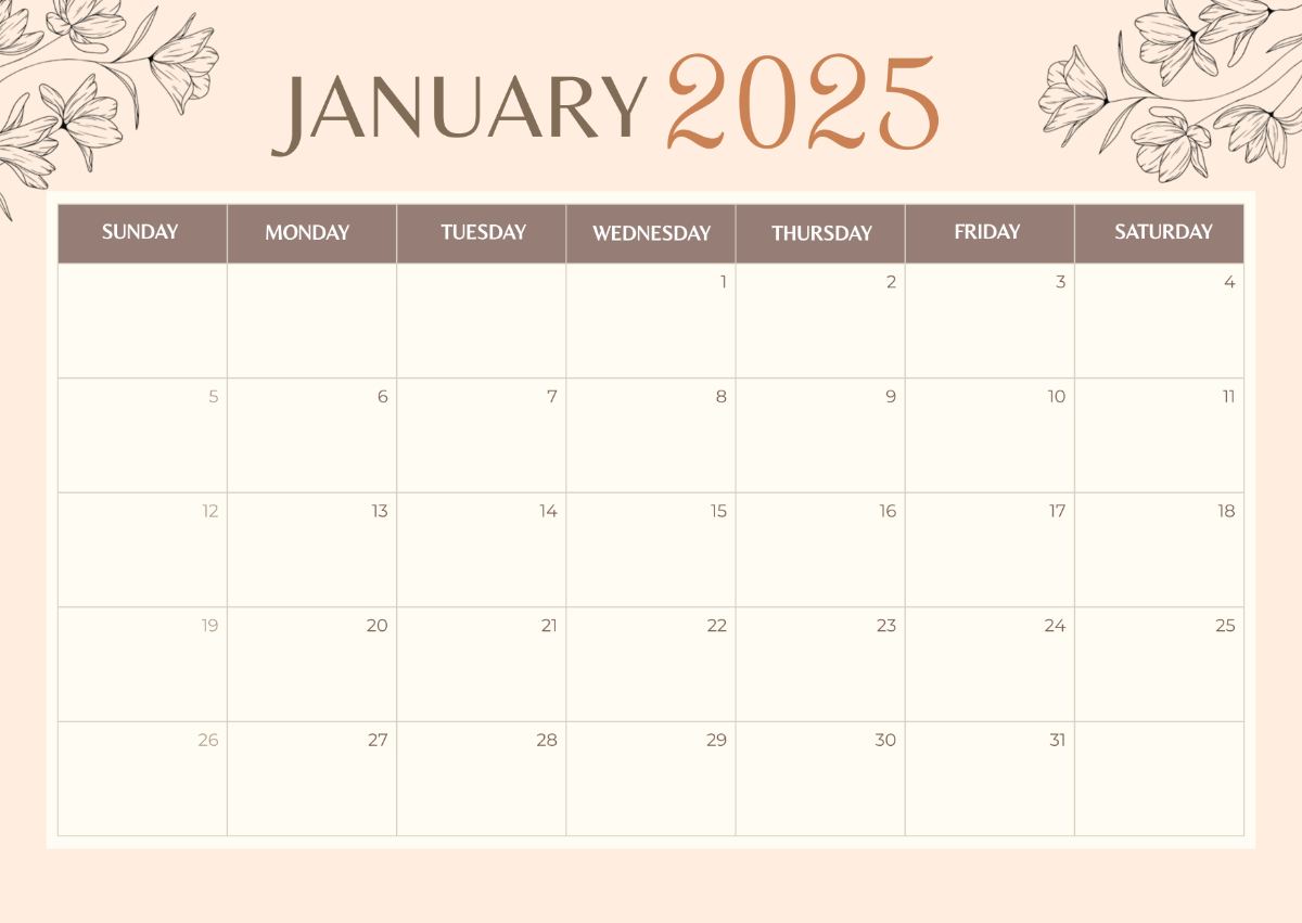 2025 Calendar Printable Template For Free