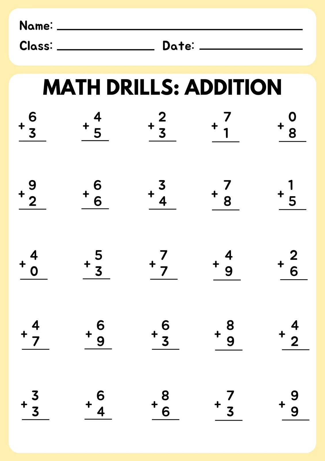 Free Printable Easy Math Addition Worksheets