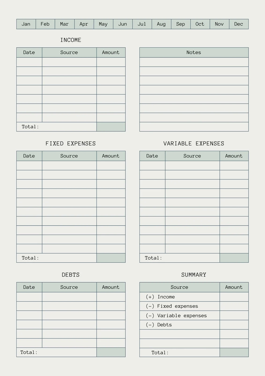 Printable Budgeting Worksheets Simple
