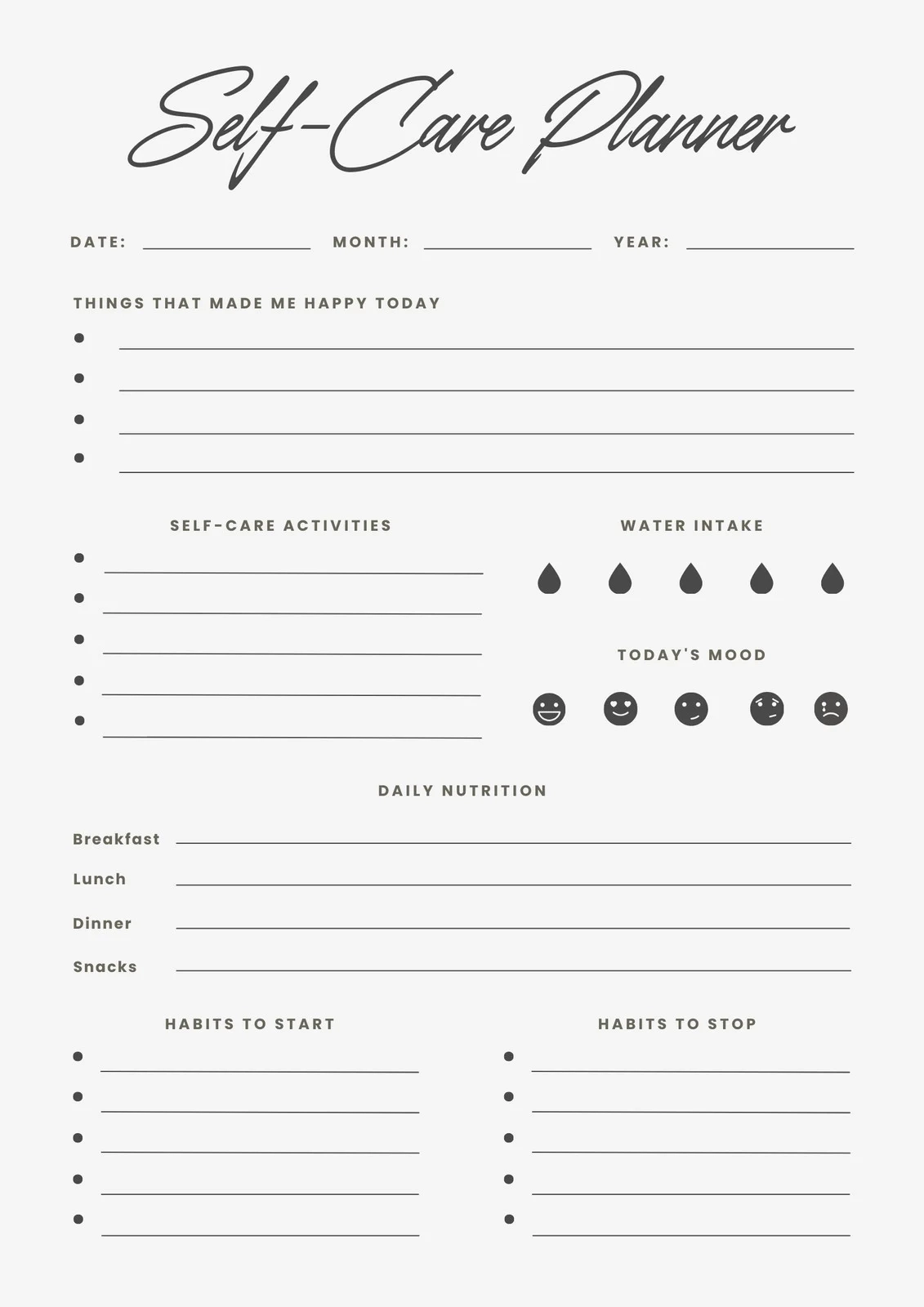 Free And Customizable Self Care Templates