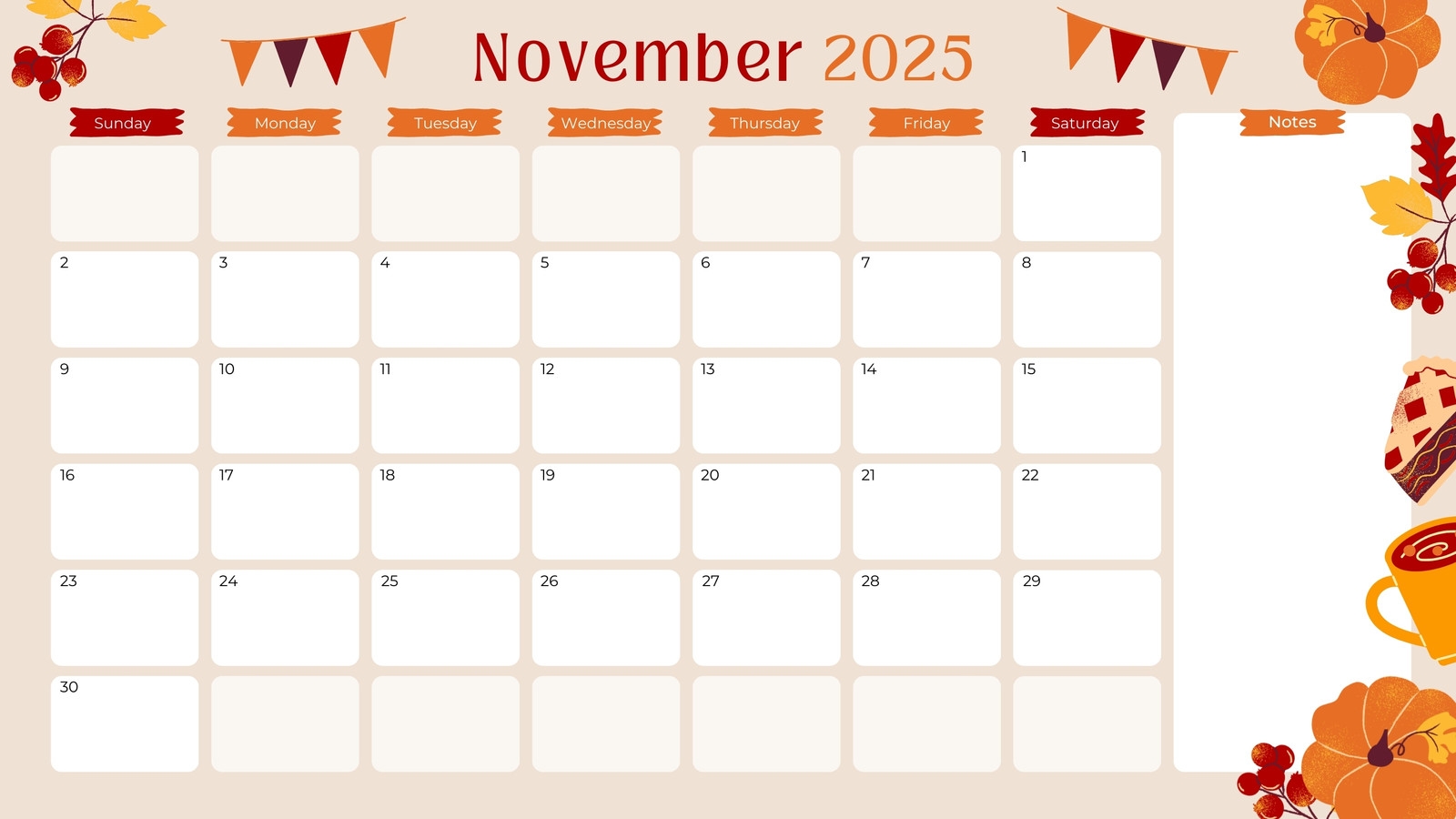 Printable Calendar Of November