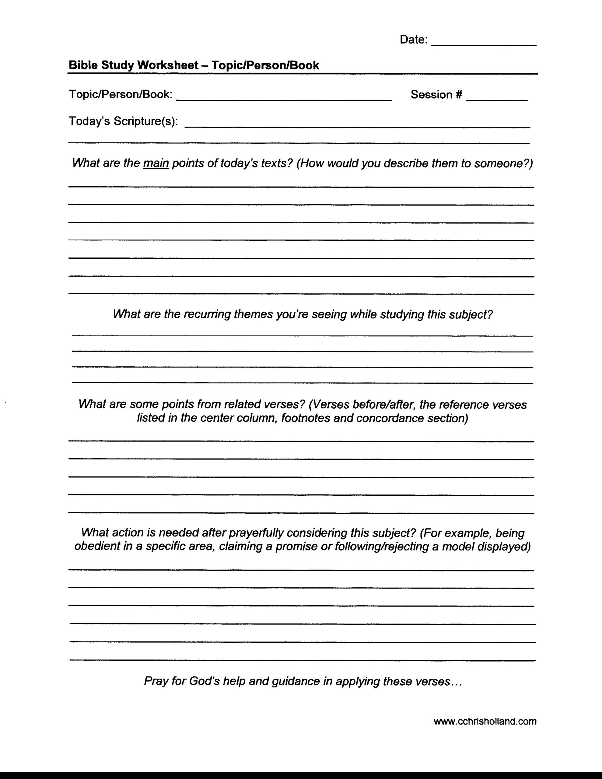 Free Printable Women's Bible Study Worksheets