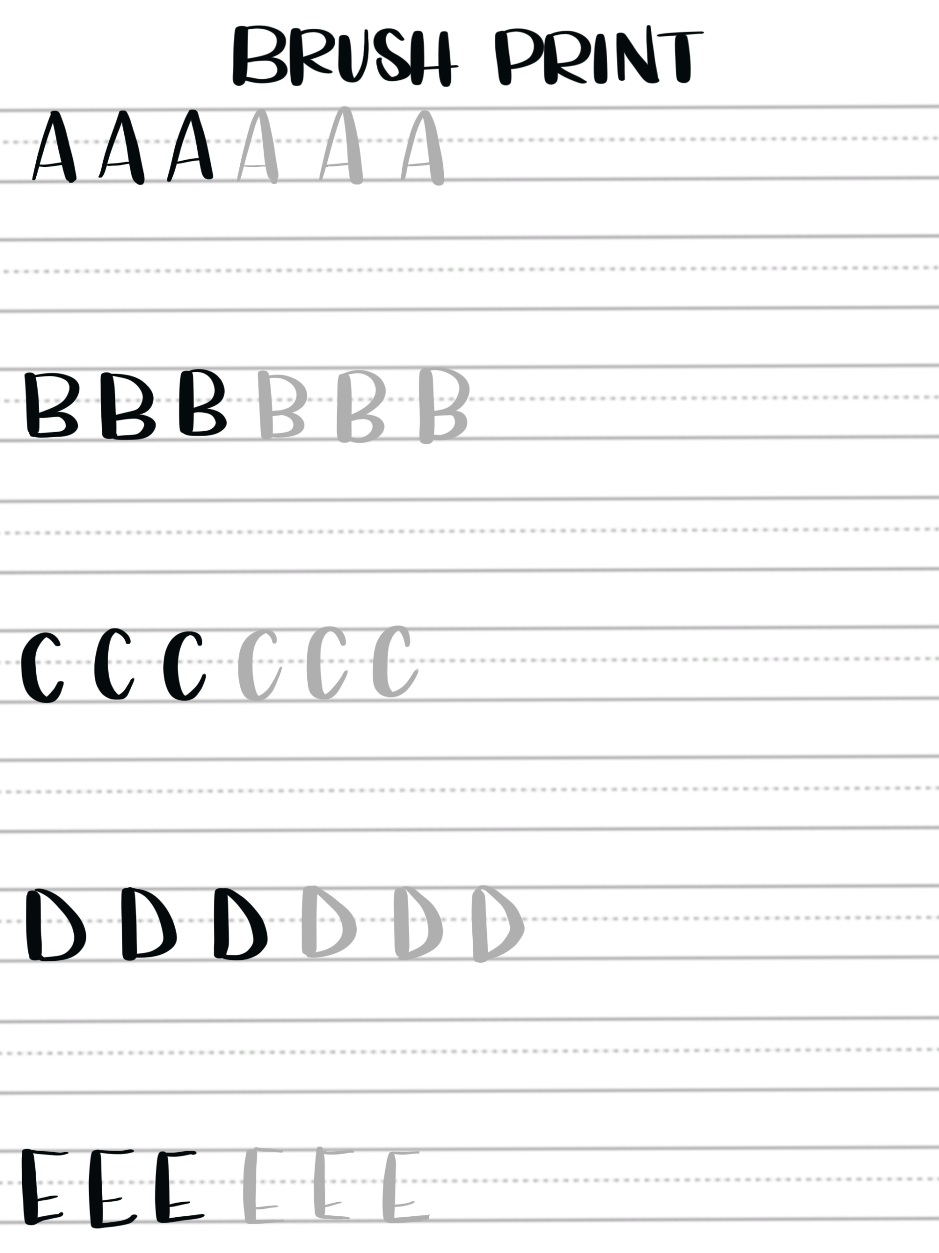 Free Brush Lettering Practice Pages Uppercase Print Alphabet 