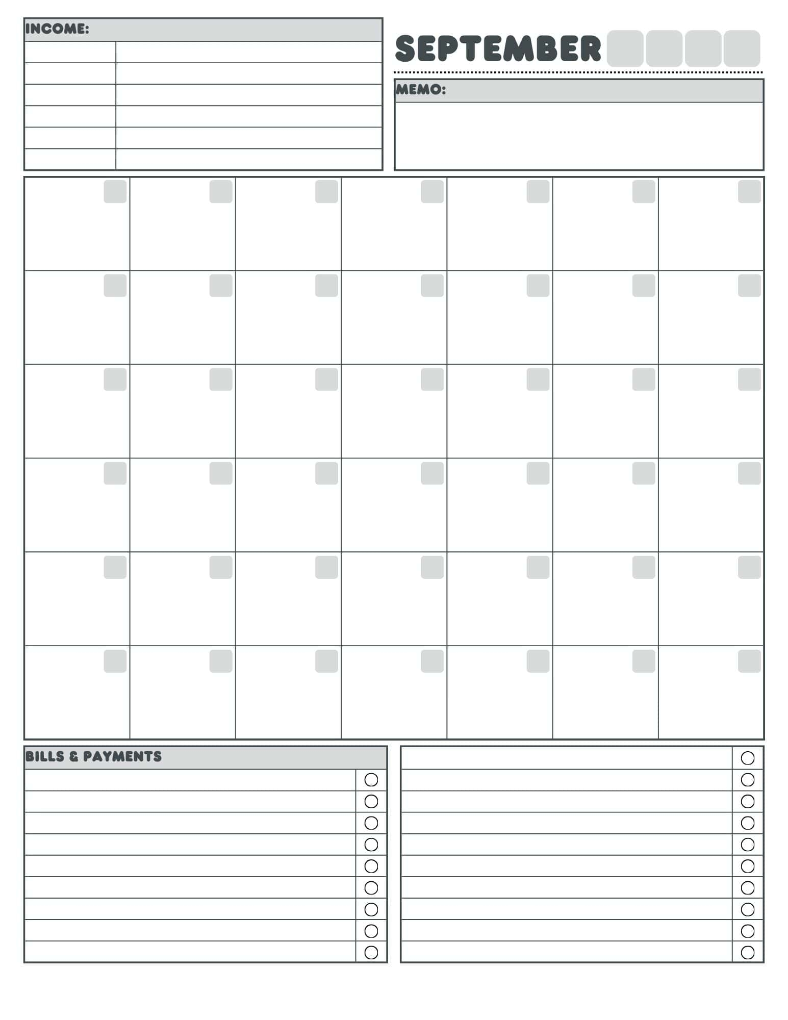 FREE Budget Calendar Printable Track Monthly Bills amp Expenses