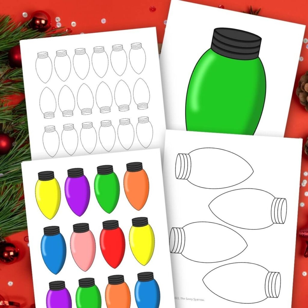Christmas Light Bulb Printable Template