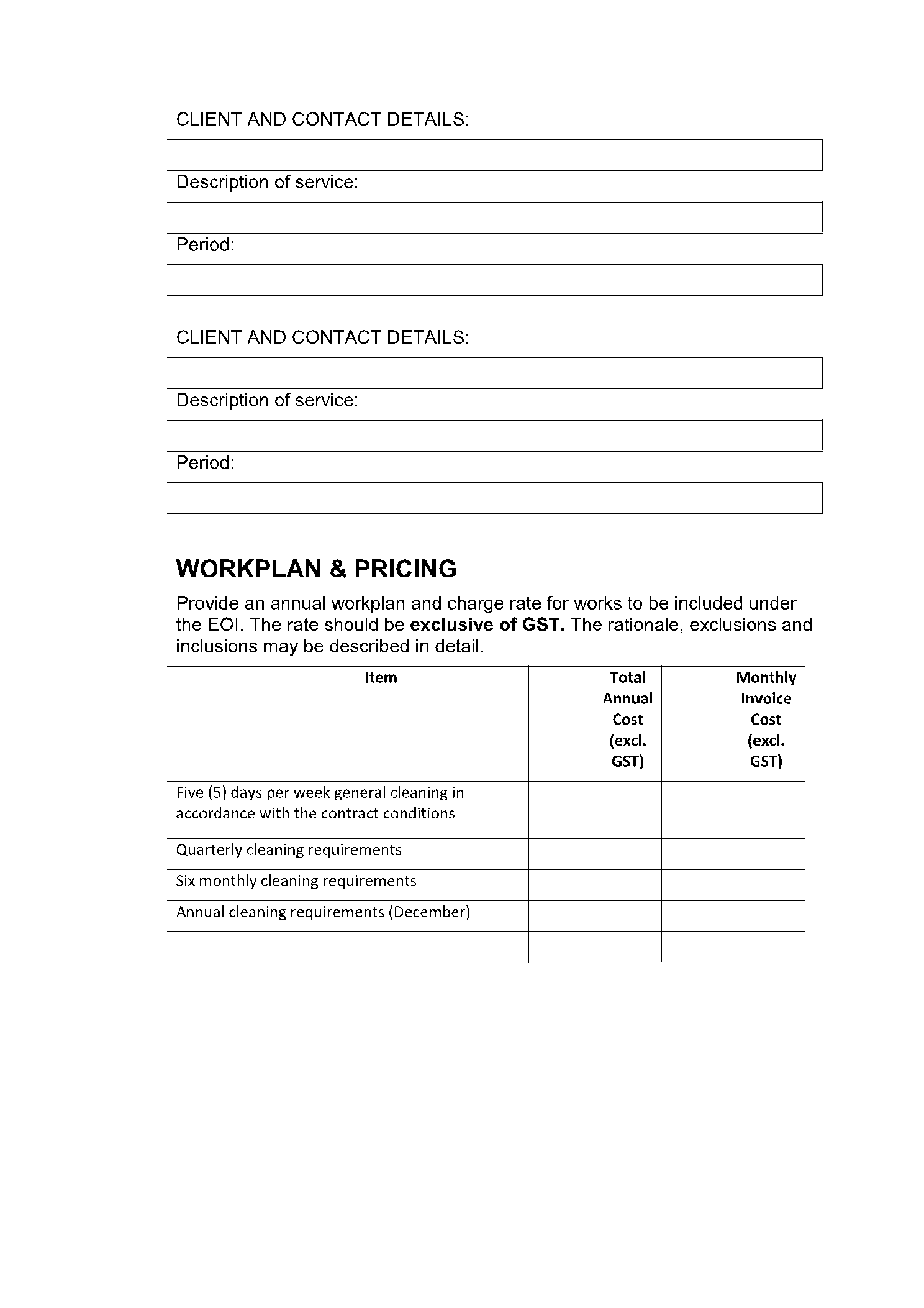 Printable Free Cleaning Proposal Template