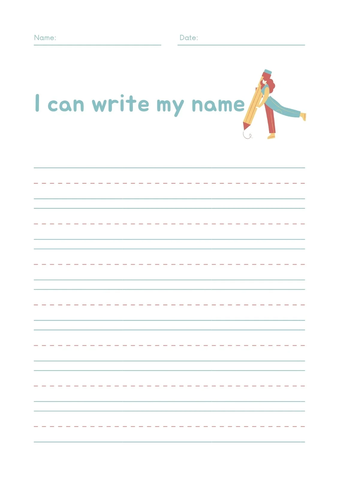 Free Custom Printable Handwriting Worksheet Templates Canva