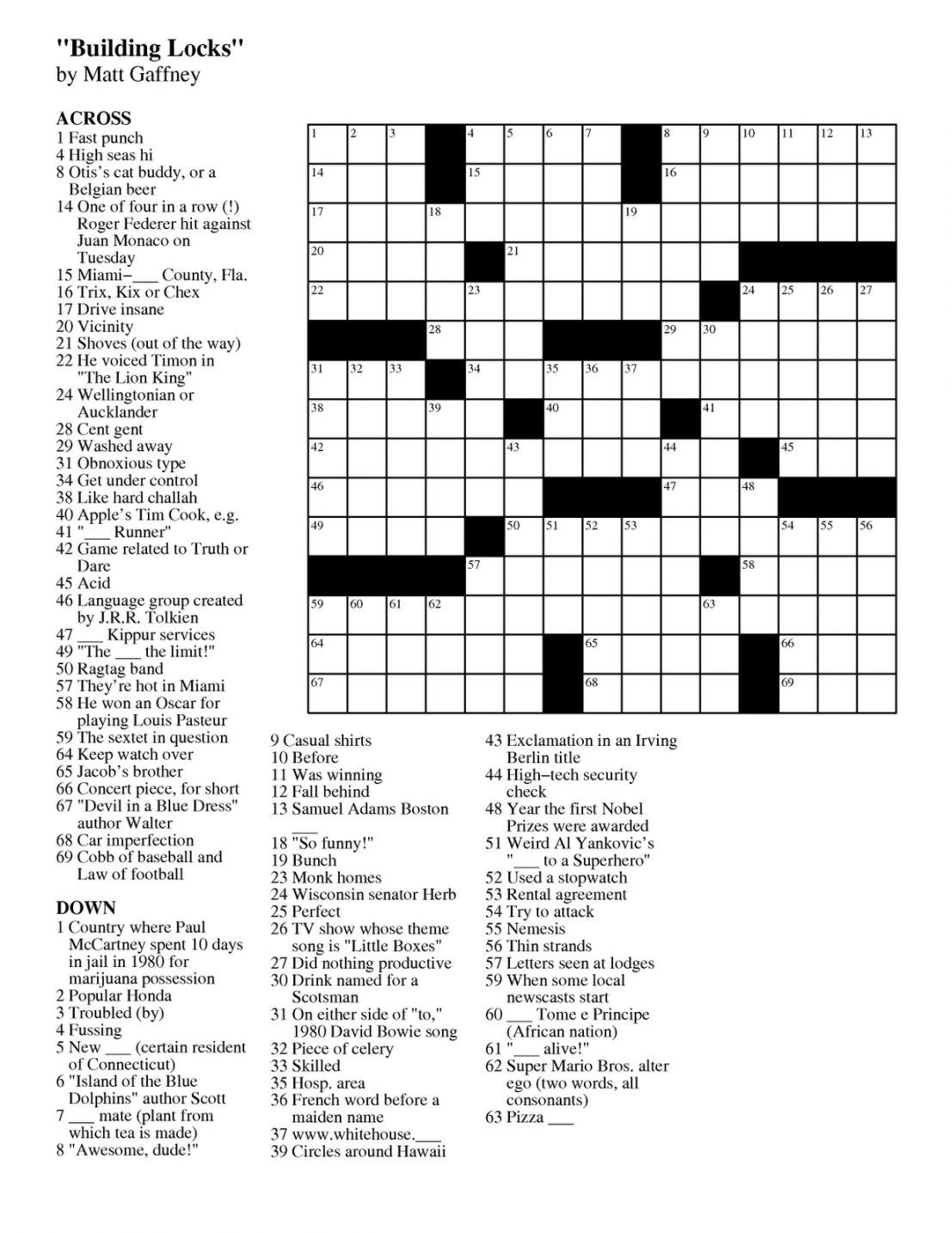 Free Faily Printable Crossword Puzzles