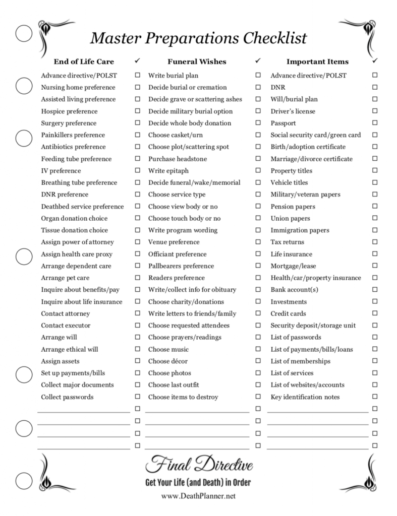Free Death Planner Forms Free Printables
