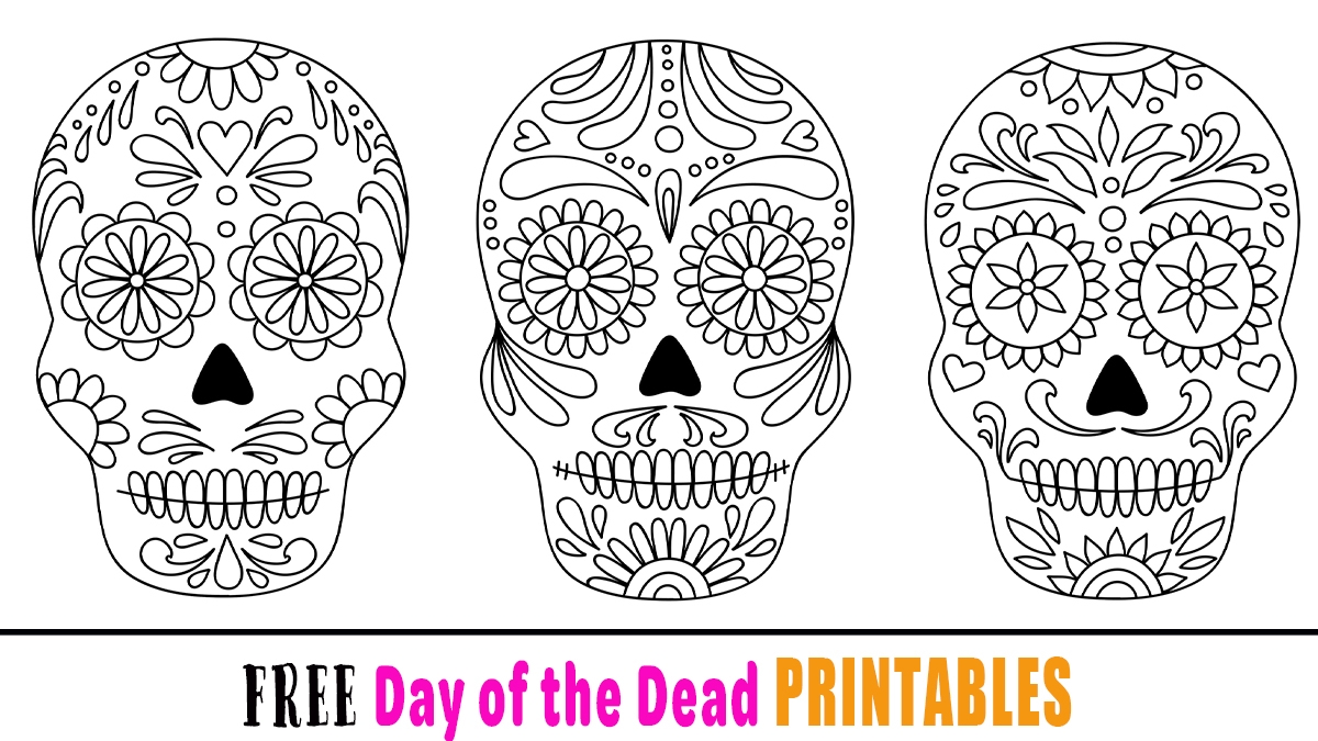Free Dia De Los Muertos Day Of The Dead Printable Colouring 