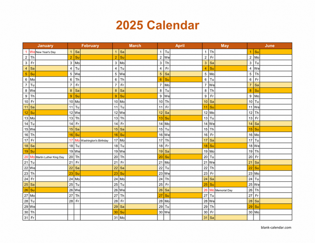 Blank Printable Calendar Pages 2025
