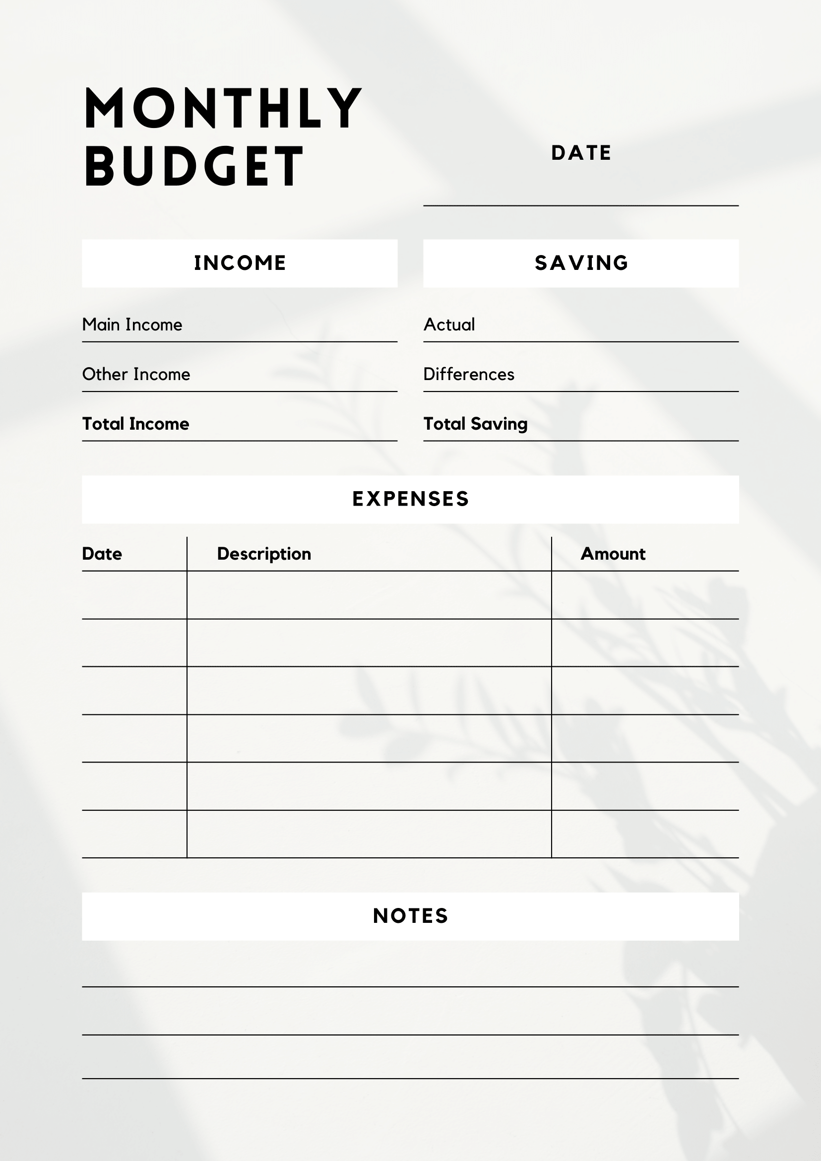 Printable Budget Worksheet Pdf