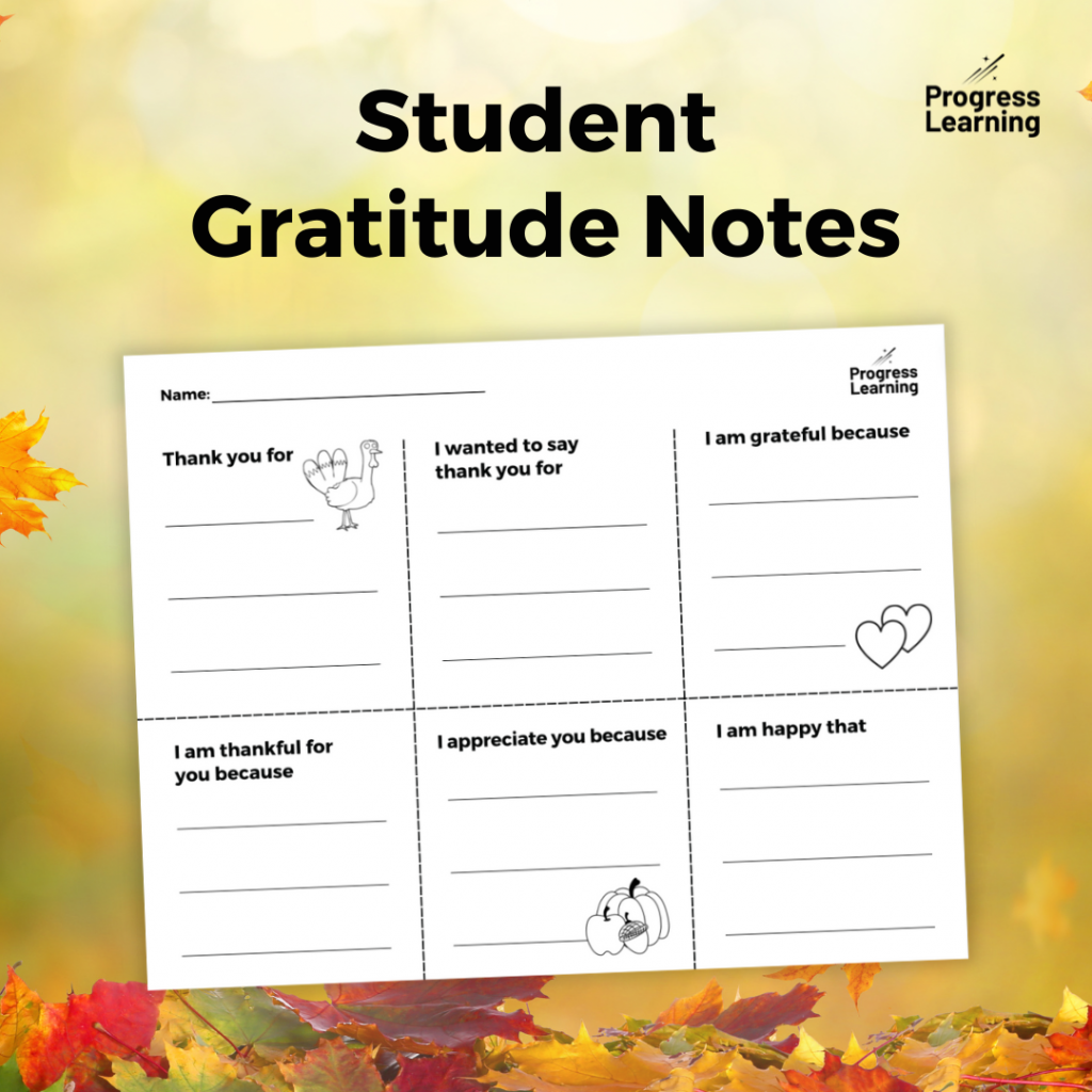 Free Downloadable Thanksgiving Thankful Notes Progress Learning