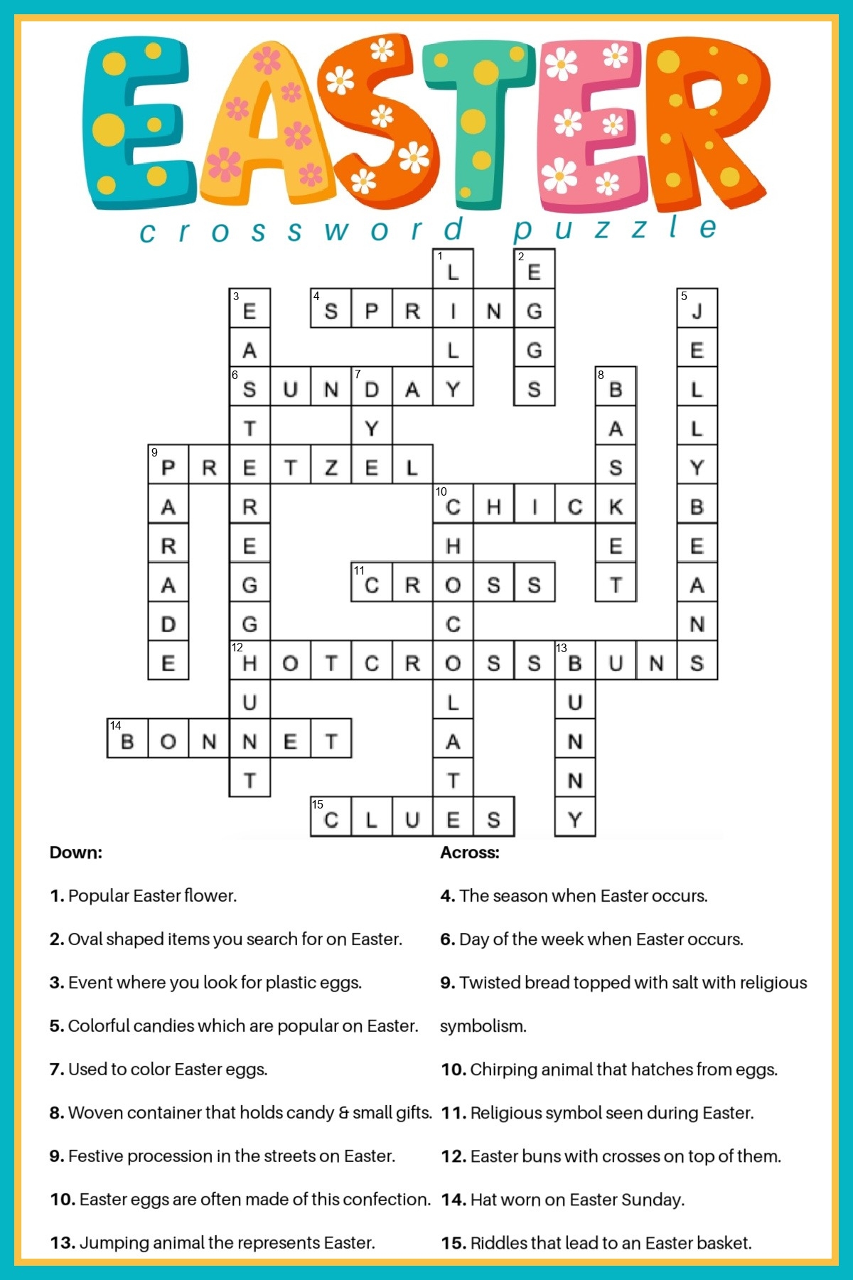 Printable Crosswords With Answer Sheet