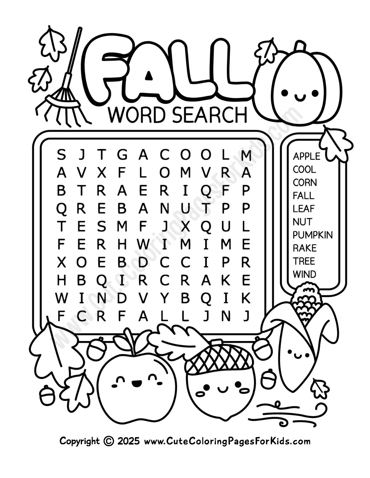 Free Coloring Word Search Printable