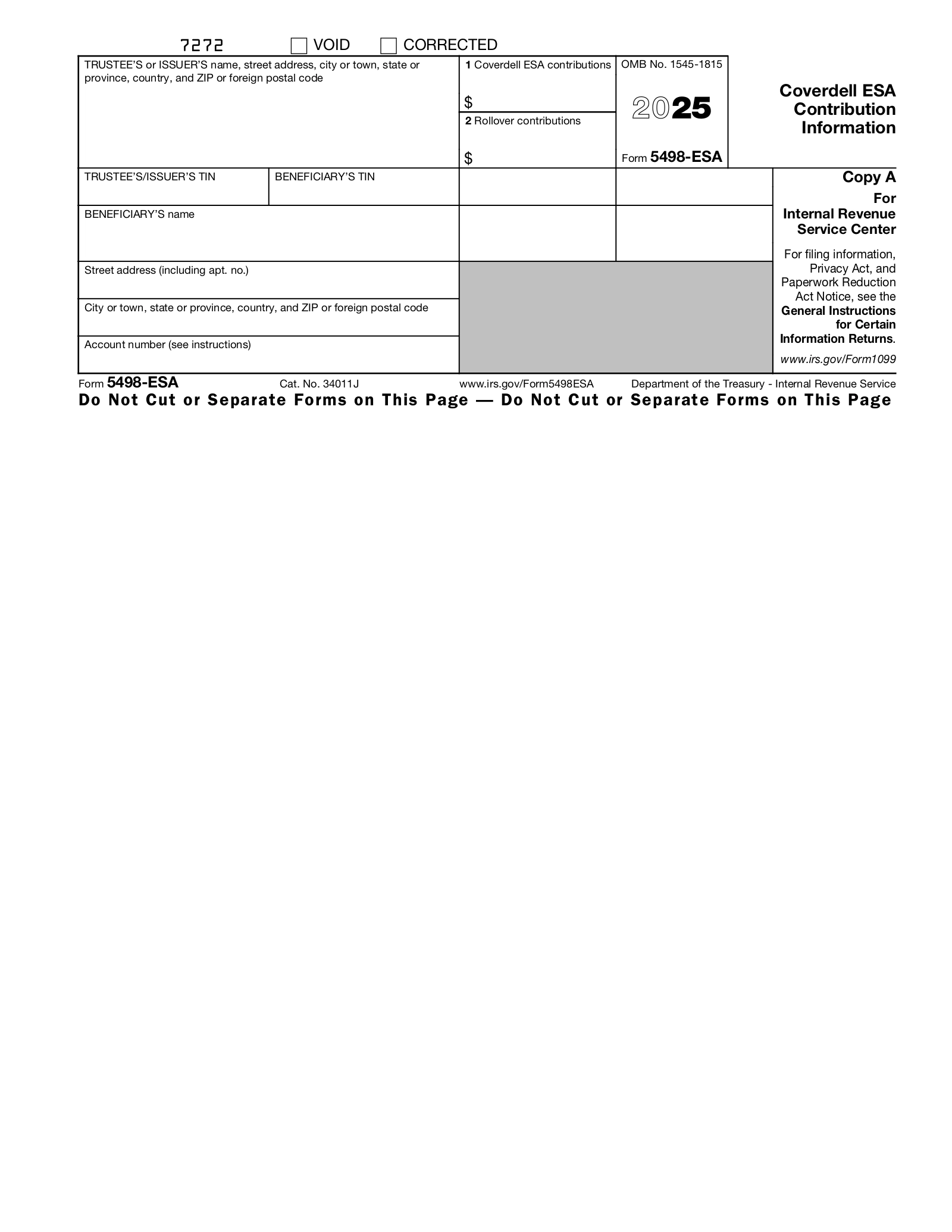 Free IRS Form 5498 ESA PDF EForms