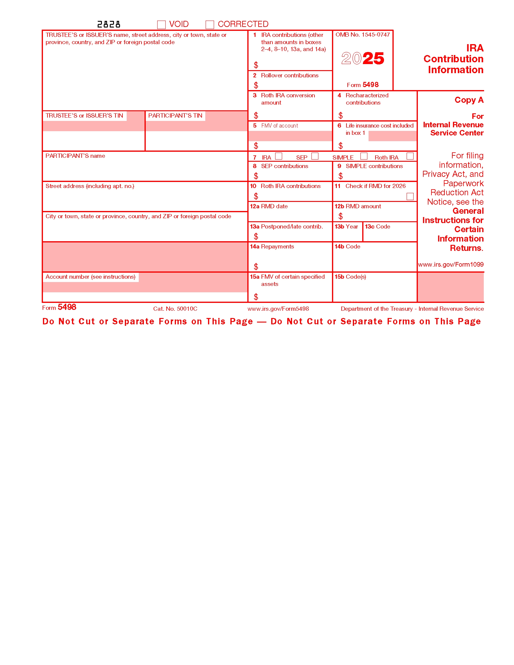 Free IRS Form 5498 PDF EForms