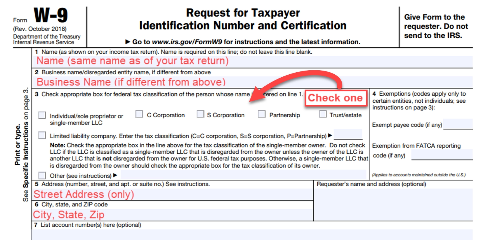 W9 Form 2023 Example