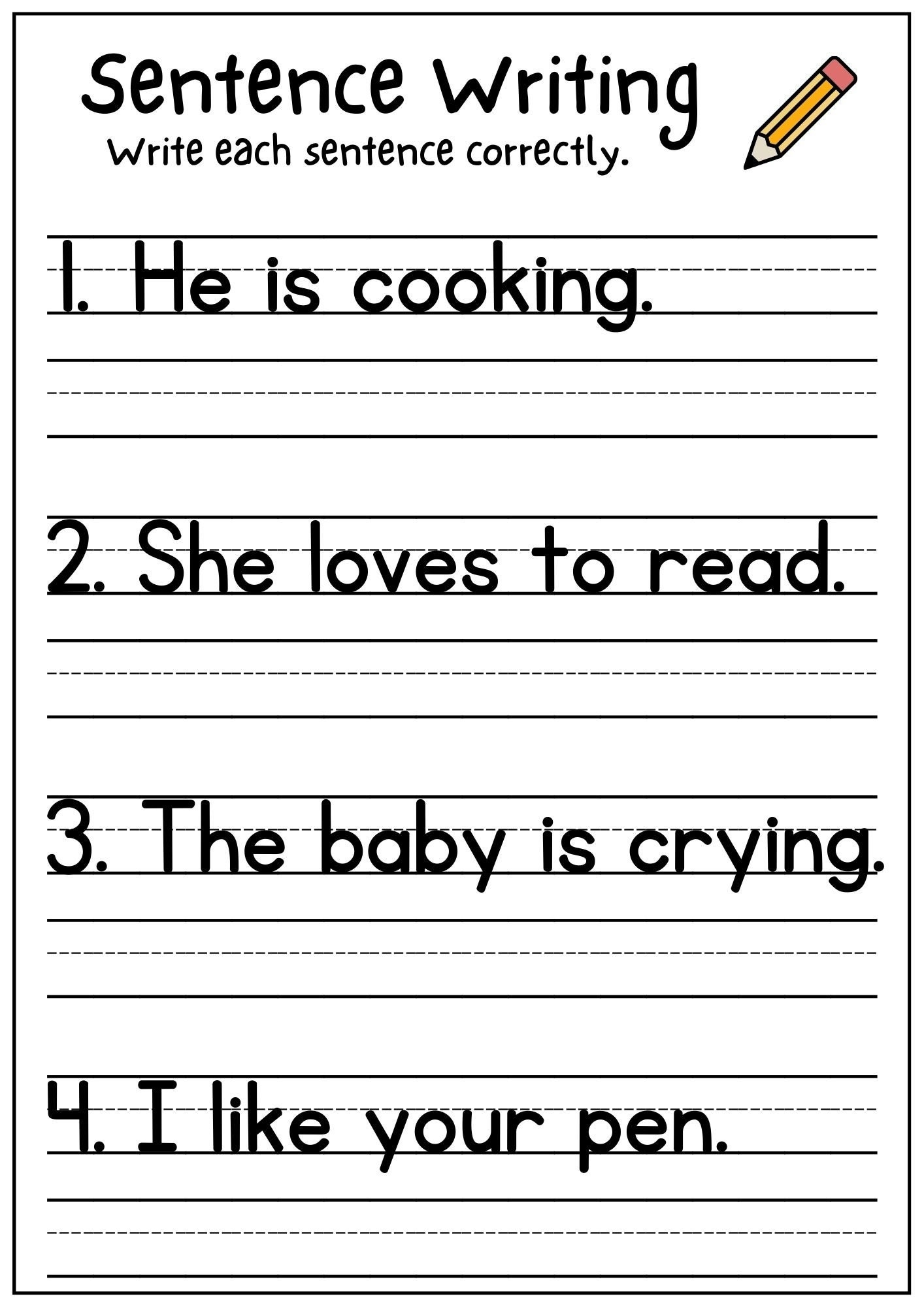 Free Printable Making Sentences Worksheets