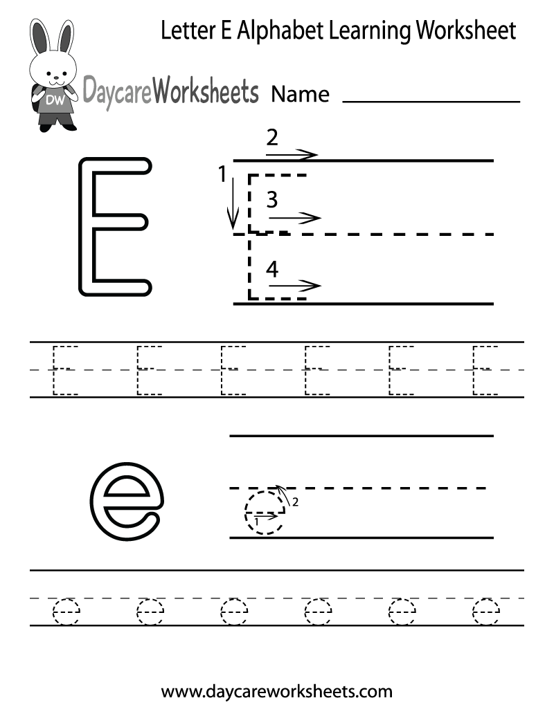 Pre K Letter E Free Printable Worksheets