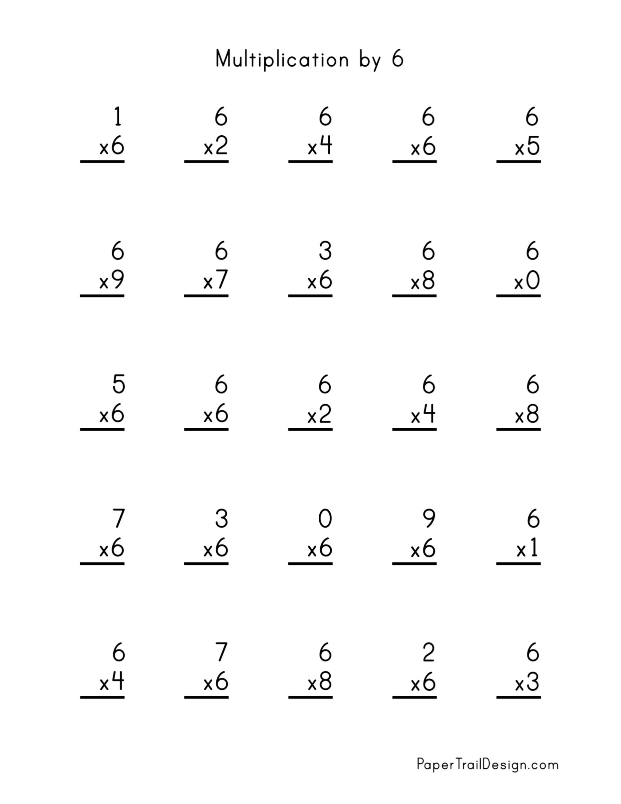 Free Multiplication Worksheets Printable 6s