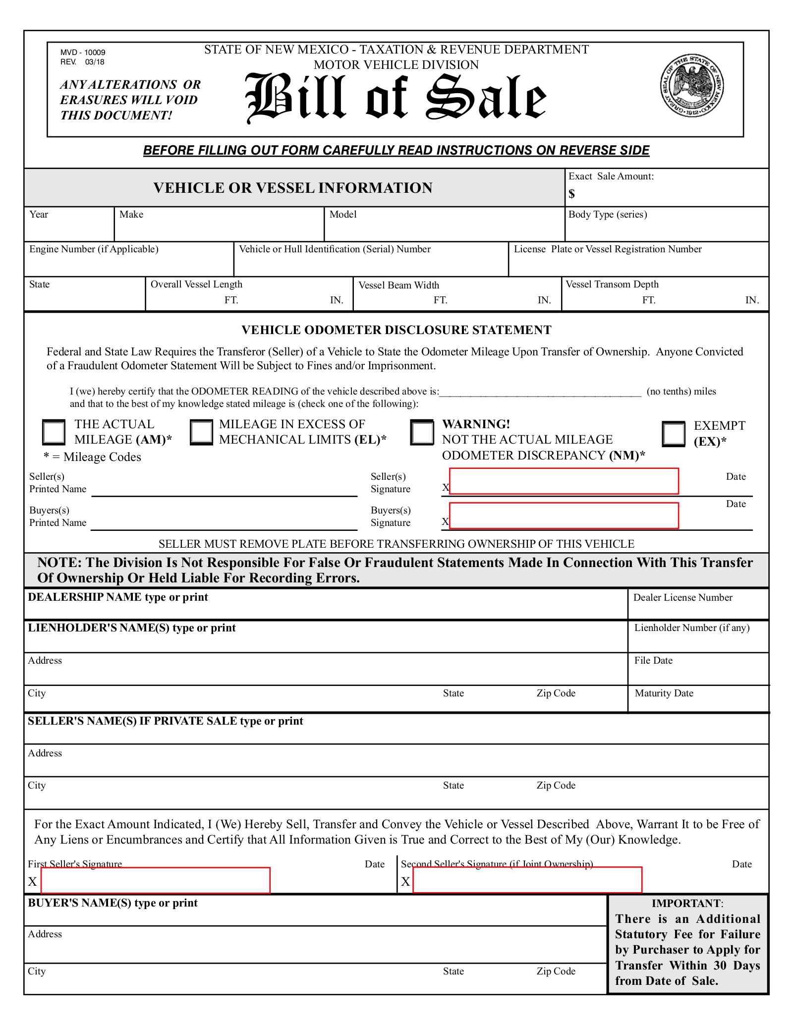 Free New Mexico Bill Of Sale Forms 3 PDF EForms