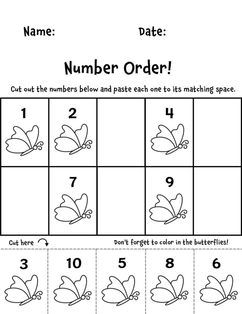Free Number Order Counting Worksheets For Preschool The 