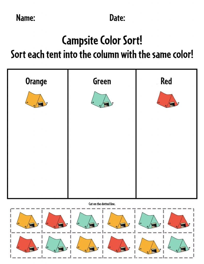 Free Preschool Camping Theme Printables