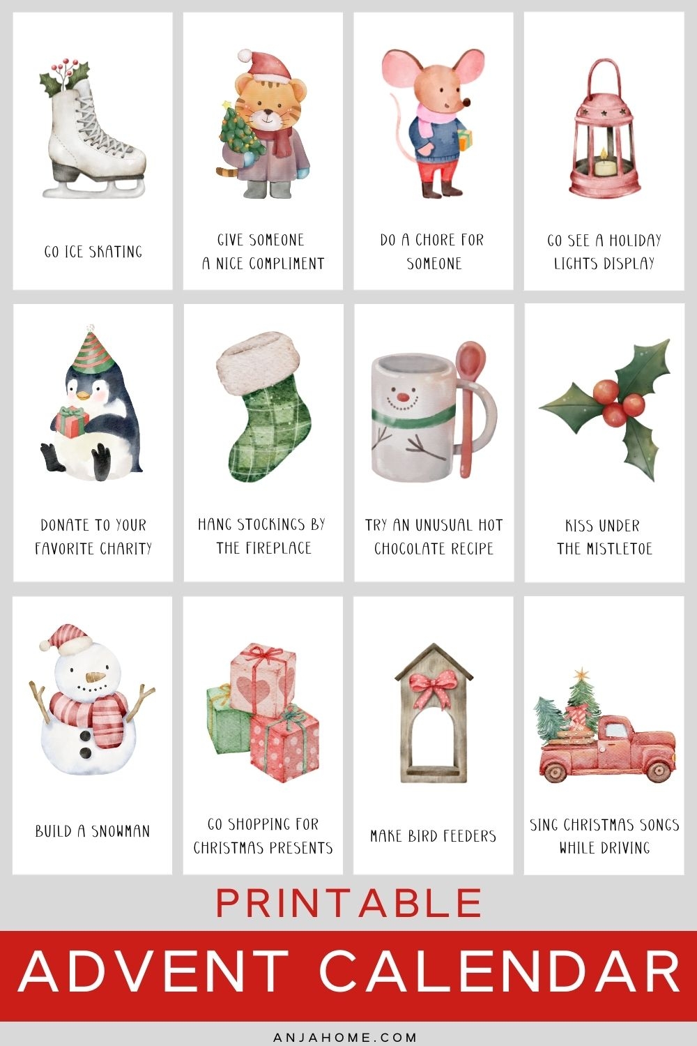 Free Printable Advent Calendar Christmas Activities AnjaHome