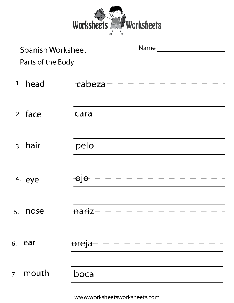 Printable Spanish Worksheets Free