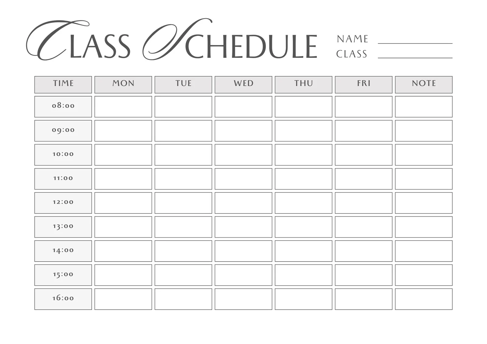 Blank Printable Weekly School Calendar