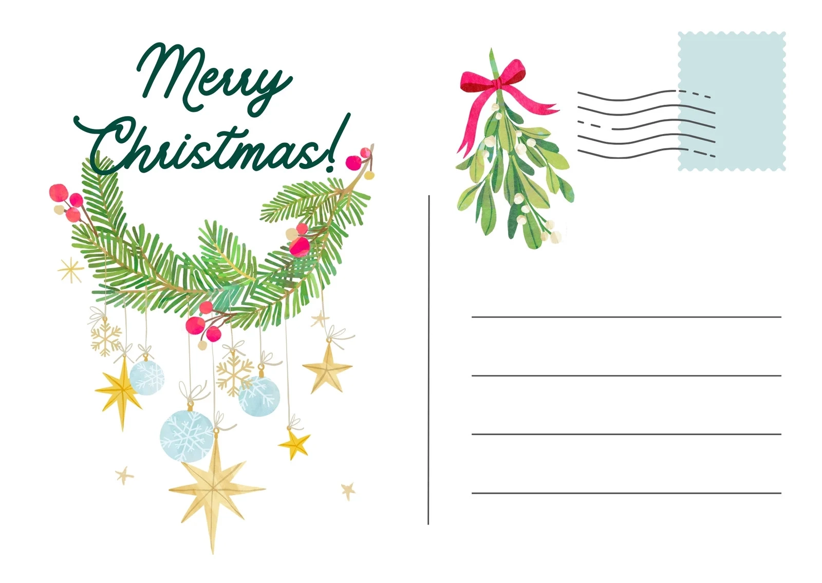 Free Printable Customizable Christmas Postcard Templates Canva