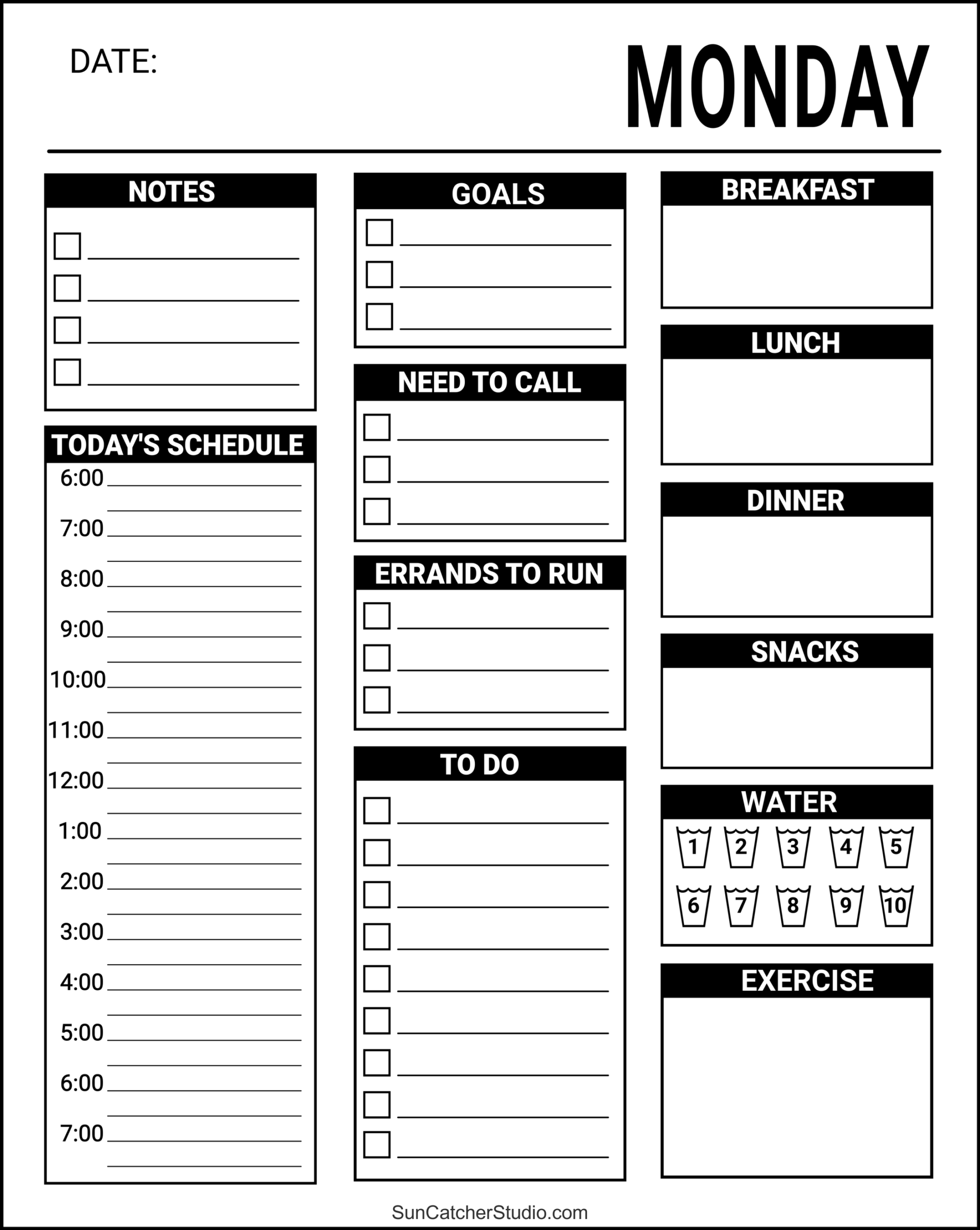 Printable Daily Planner Template