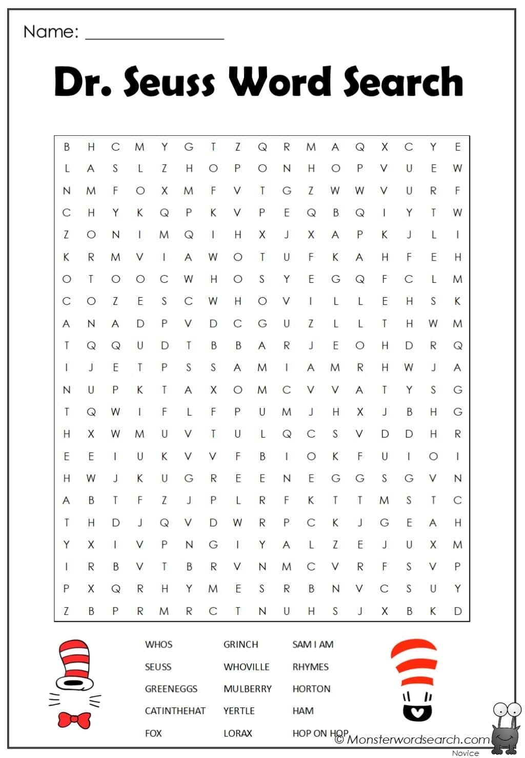Free Printable Dr Seuss Word Search