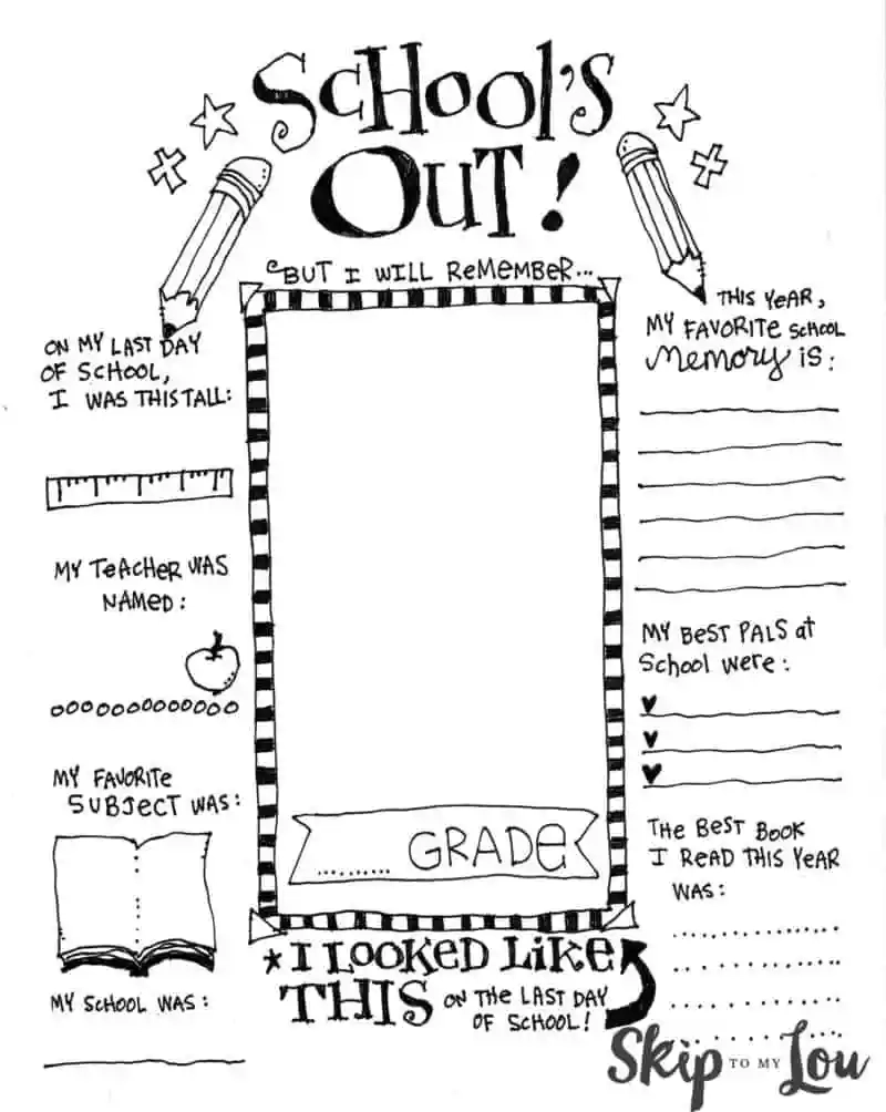 Free Printable End Of Year Activities For Kindergarten Printable 