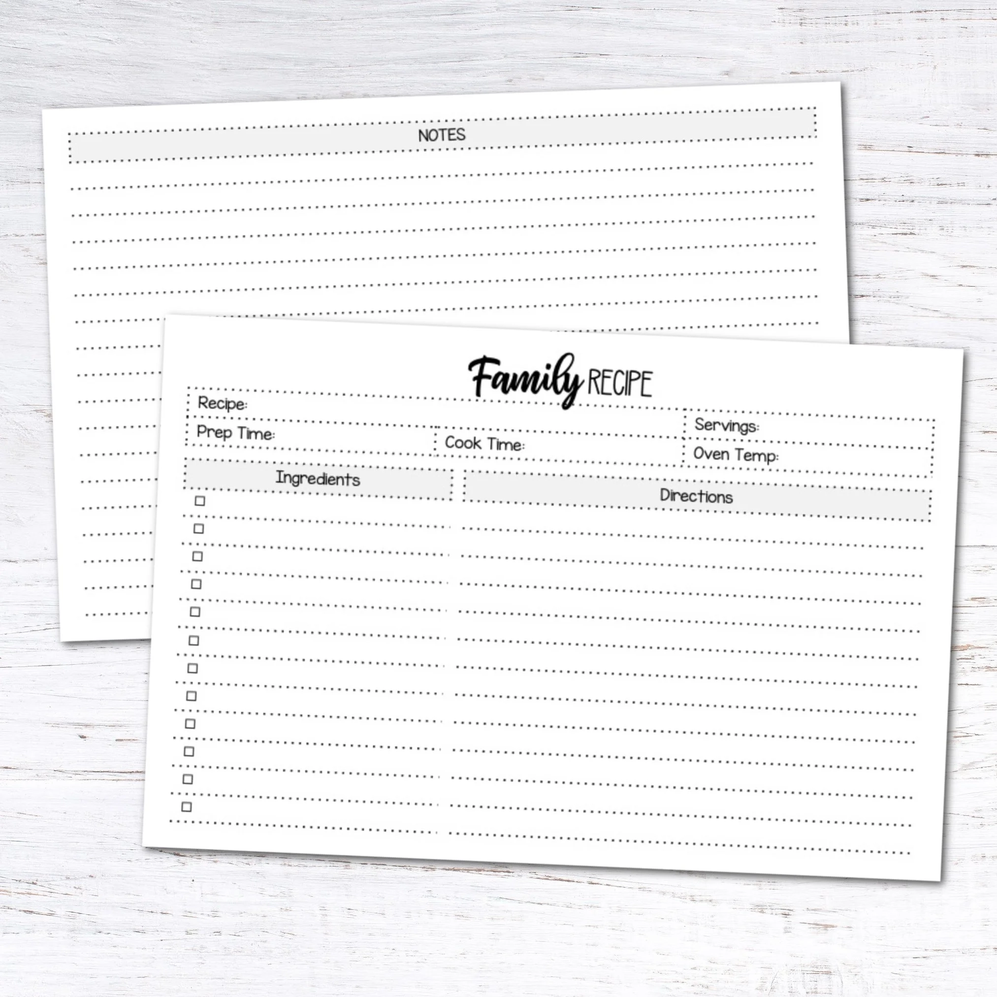 Recipe Printable Template