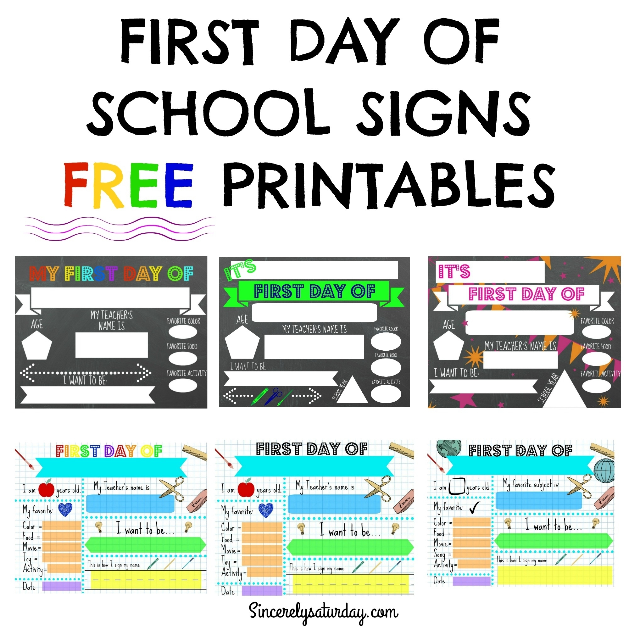 First Day Of School Template Printable