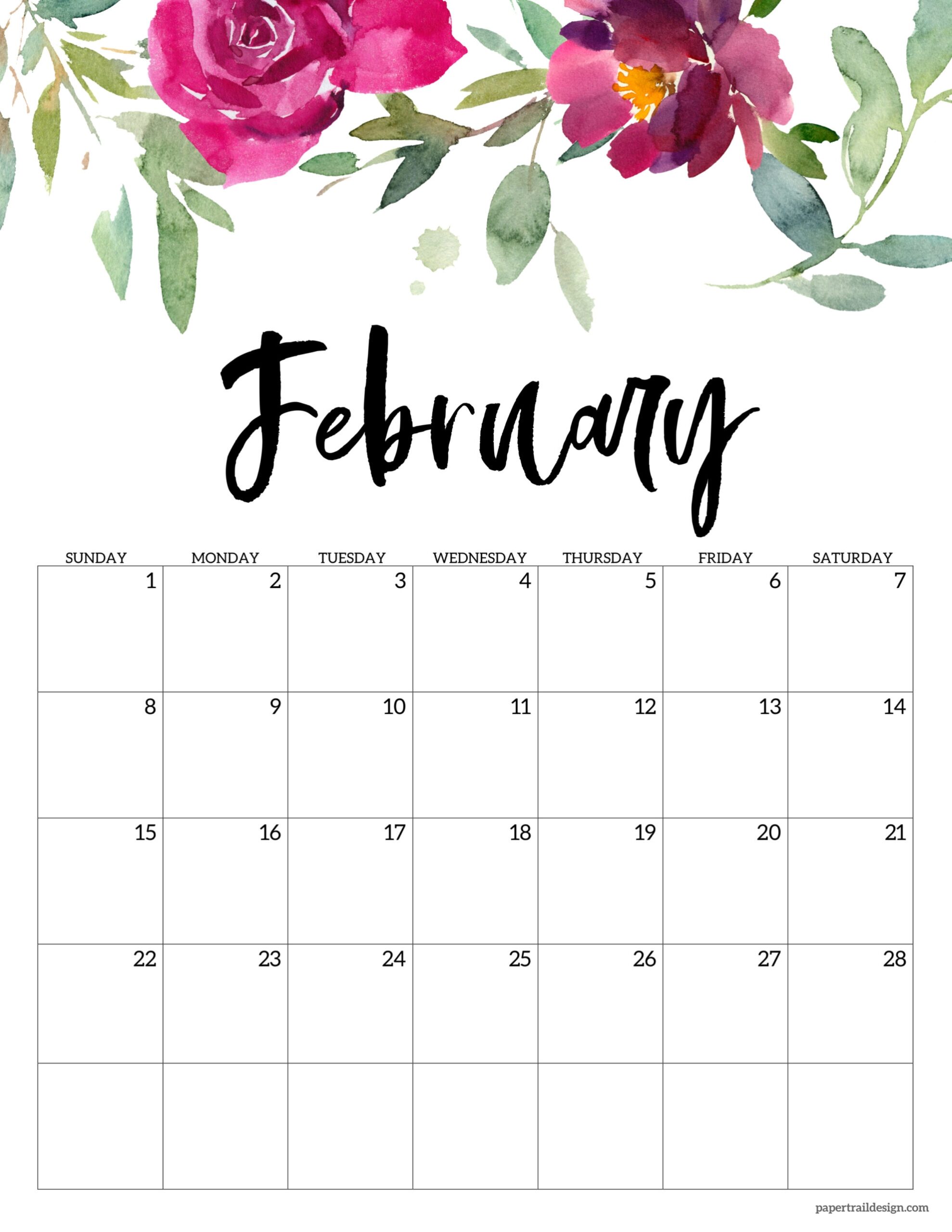 Blank Calendar Printable Floral
