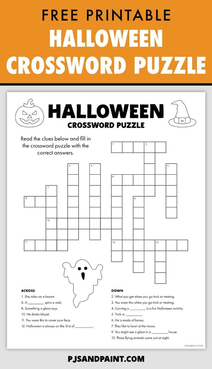 Free Halloween Crossword Puzzles Printables