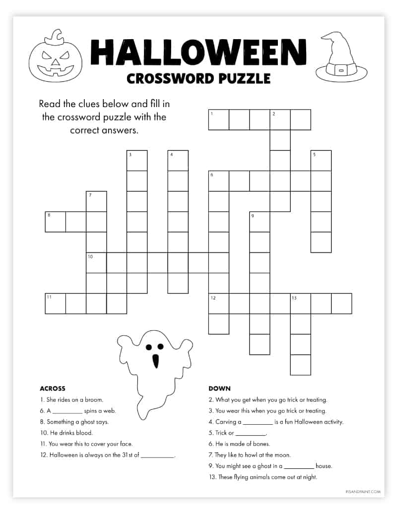 Adult Halloween Crossword Puzzles Printable