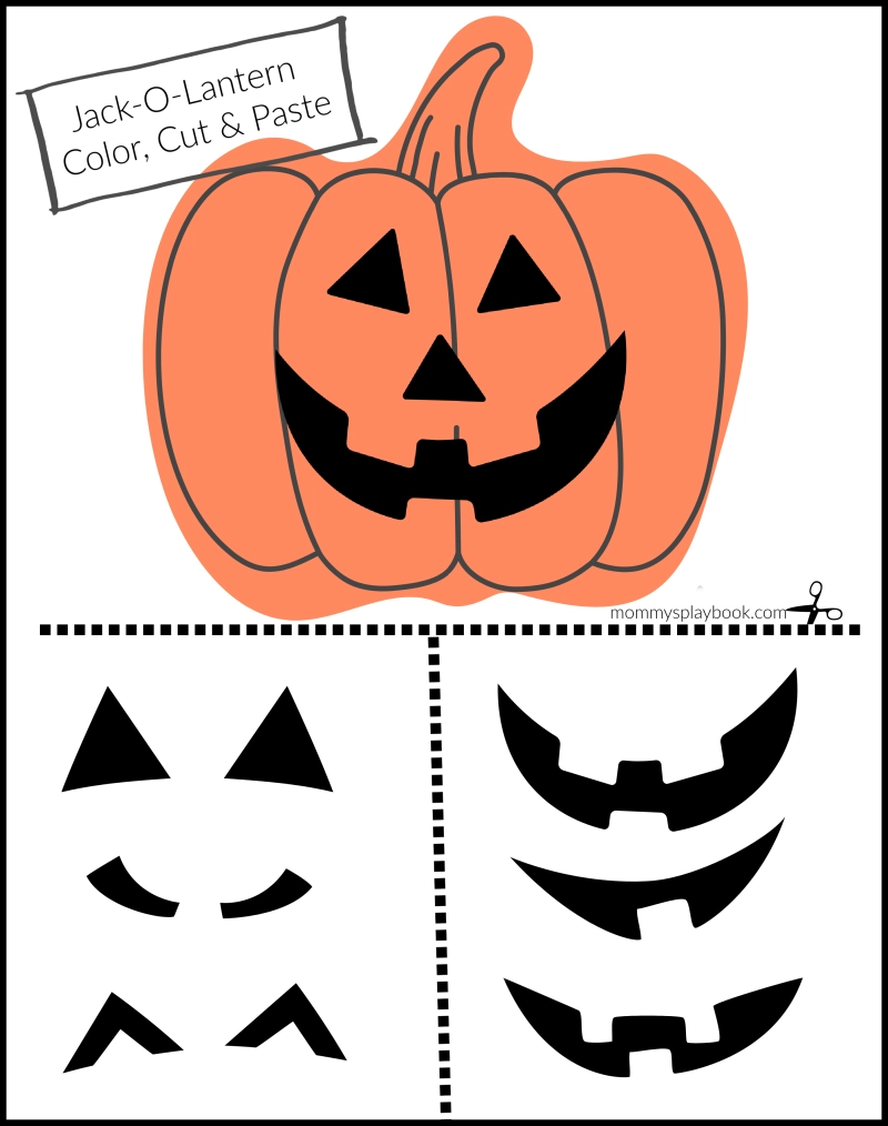 FREE PRINTABLE Jack O Lantern Color Cut amp Paste Mommy s Playbook