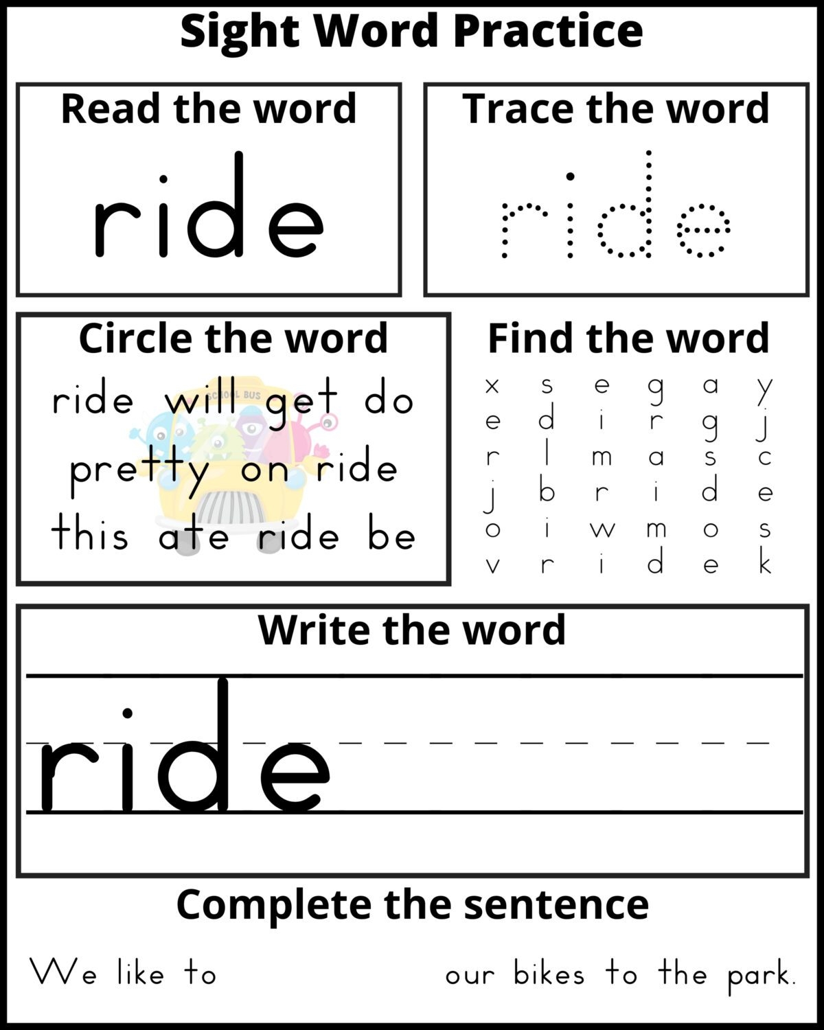 Free Printable Sight Word Worksheets Kindergarten