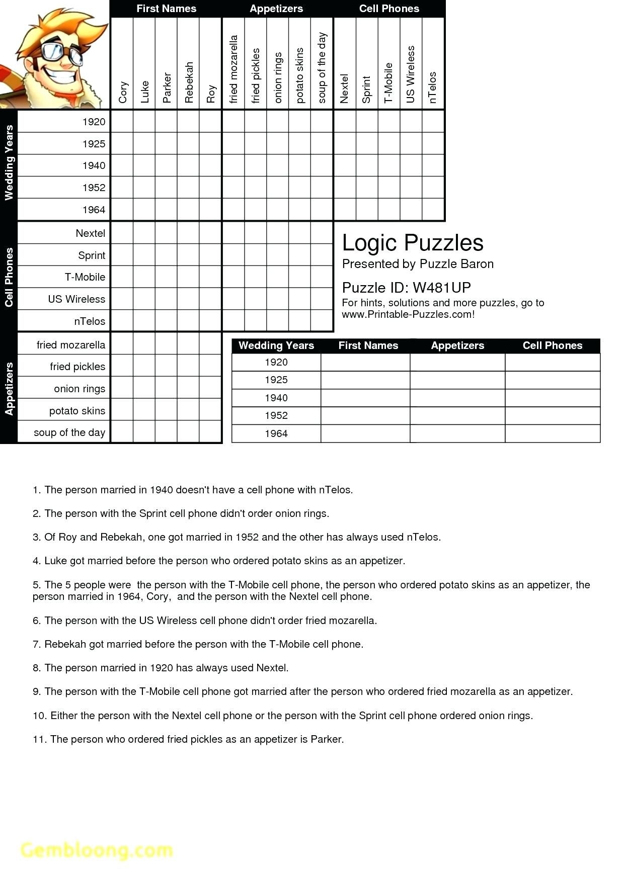 Logic Puzzles For Adults Printable