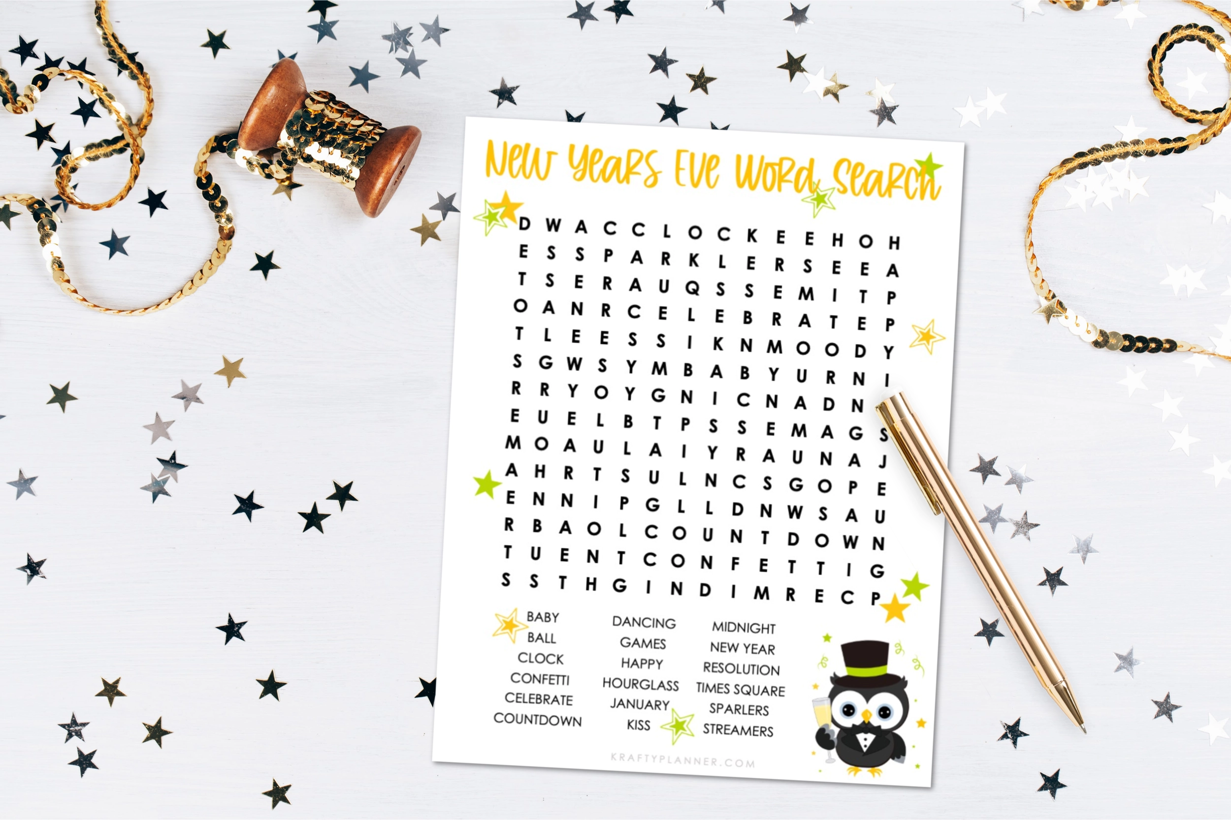 Free Printable New Years Eve Word Search Krafty Planner