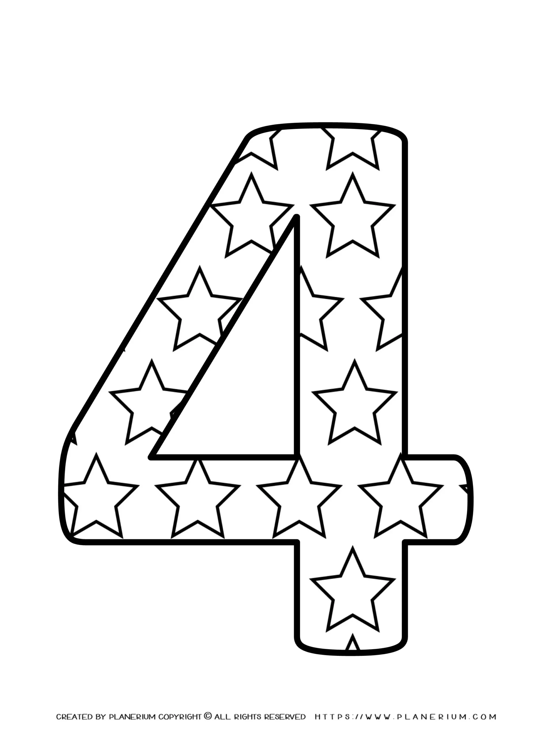 Number 4 Coloring Page Printable
